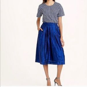 J. Crew navy sparkle pleated skirt NWT 12
